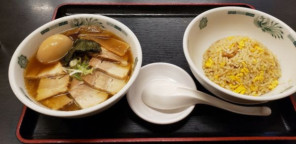 「ラ･餃･チャセット＋チャーシュー＋味玉」@日高屋 松戸東口店の写真