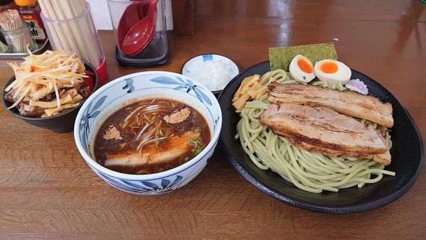 「つけそば（並） 800円 + 賄いチャーシュー丼 280円」@麺屋こうきの写真