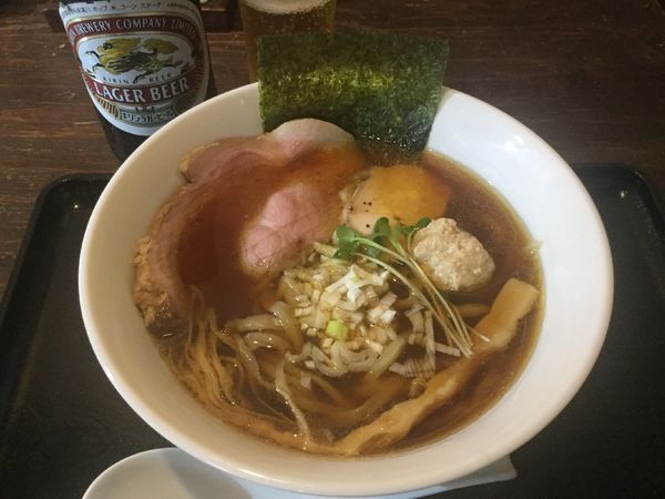 「キリンラガー・中瓶+中華そば(¥500+830)」@粉麺小屋の写真