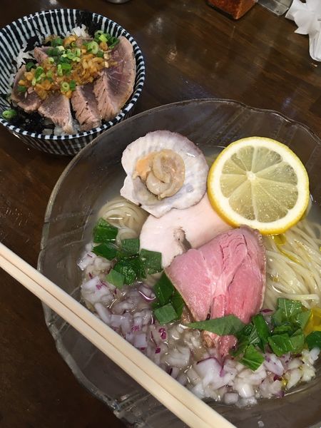 「トリュフ香る鰹と貝の冷やSOBA」@CLAM＆BONITO貝節麺RAIKの写真