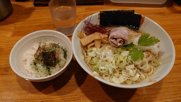 「【限定】鯛と平子の冷製煮干しそば～追い飯付～（大）1100円」@麺屋 ひな多の写真