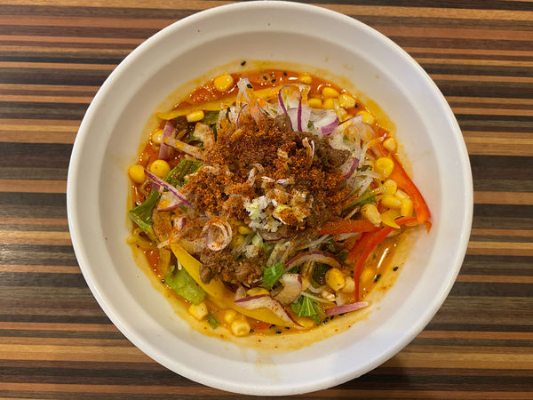 「冷やしサラダ担々麺(辛３)950+デザート110」@Chinese Dining 胡食 ~kokuu~の写真