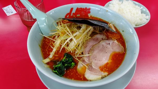 「辛味噌ネギラーメン激辛＋半ライス1000円クーポンチャーシュ」@ラーメン山岡家 長野南長池店の写真