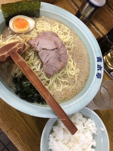 「醤油ラーメン(大)+半ライス」@ラーメン青木亭 川口店の写真