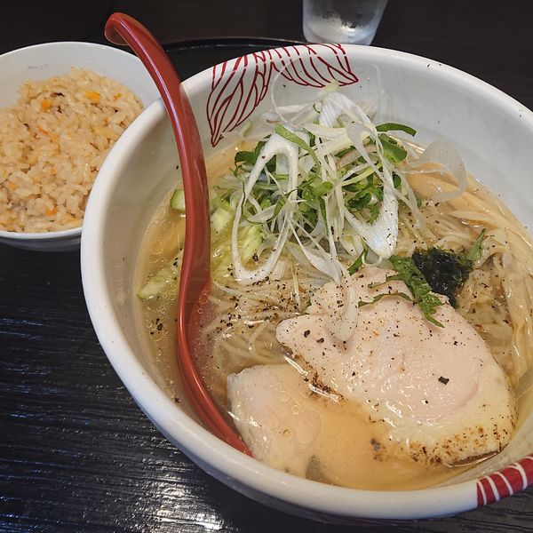 「冷たい塩らーめん880円、だし炊きご飯20円」@麺処 あす花の写真
