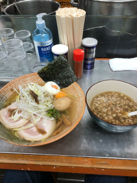 「カマス煮干しとサザエ出汁つけそば塩(熱)」@覆麺 智の写真