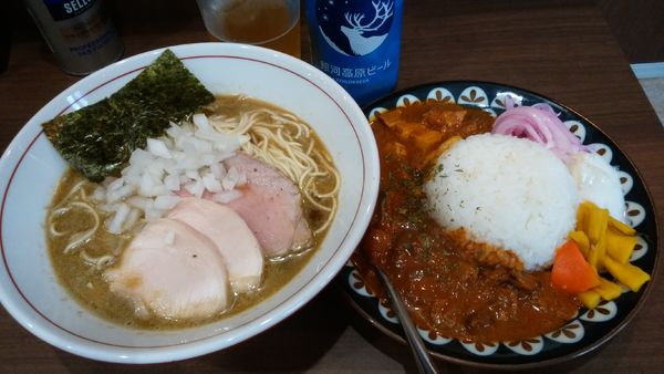 「煮干ソバ¥780+セットカレー¥650+銀河高原ビール」@Noodle&Spice curry 今日の1番の写真