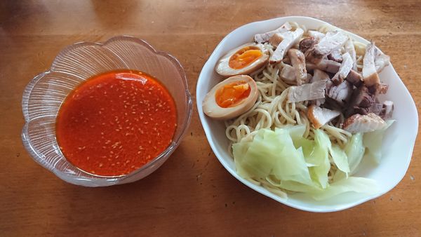 「【限定】冷し辛つけそば 680円（お土産）」@中華そば専門 とんちぼの写真