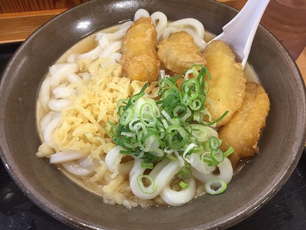 「ごぼう天うどん(ヤワ)¥490」@牧のうどん 博多バスターミナル店の写真