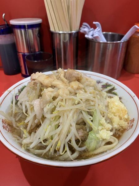 「小豚　ニンニク　野菜　あぶら」@ラーメン二郎 千葉店の写真