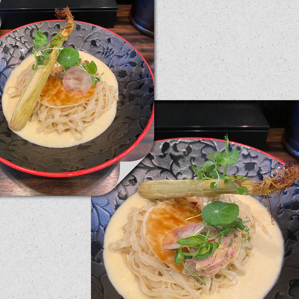 「冷めたいトウモロコシのスープとそのタルト¥1300」@稲荷屋の写真