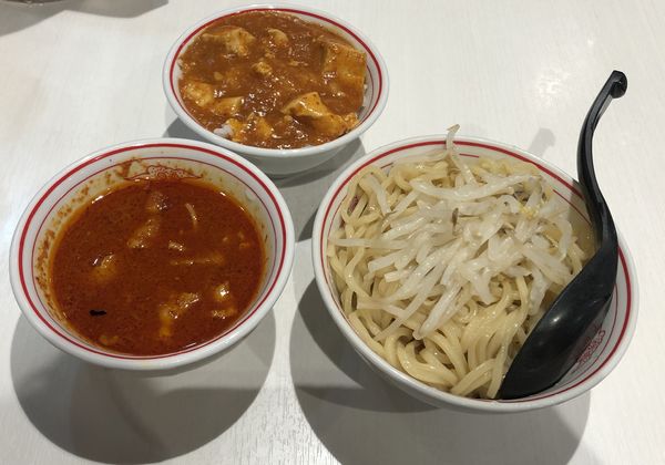 「冷やし味噌（小）＋プチ麻婆丼」@蒙古タンメン 中本 御徒町店の写真