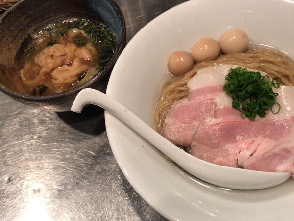 「ゴロゴロ帆立とあおさ昆布水つけ麺＋さんじ玉SP(冷しオクラと」@さんじの写真