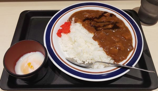 「カレーライス+温玉」@名代 富士そば 市ヶ谷五番町店の写真