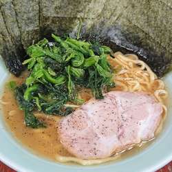 ラーメン(硬め、濃いめ、多め)海苔増し、ほうれん草増し