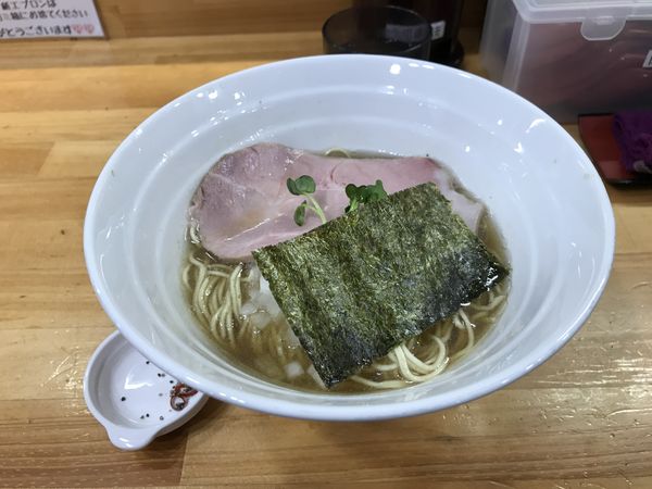 「黄金の100%煮干らーめん(醤油) +和え玉(クロ)」@めんや天夢の写真