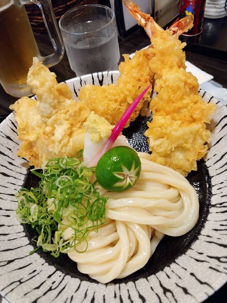 「生醤油えび天・とり天増し」@讃岐うどん 白庵の写真