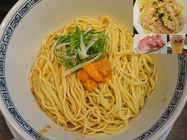 「青森県産ムラサキウニの和えそば ￥1600」@稲荷屋の写真