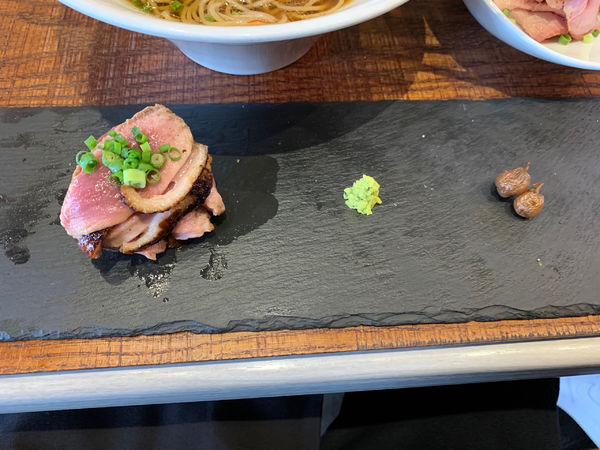 「本日のジビエ　鴨肉の梅酒漬け」@つくばらーめん 鬼者語 -オニモノガタリ-の写真