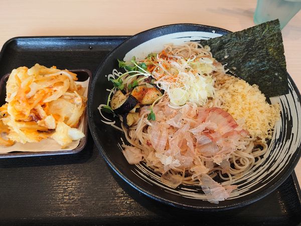 「薬味そば500円＋かきあげ(クーポン)」@ゆで太郎 新座野火止店の写真