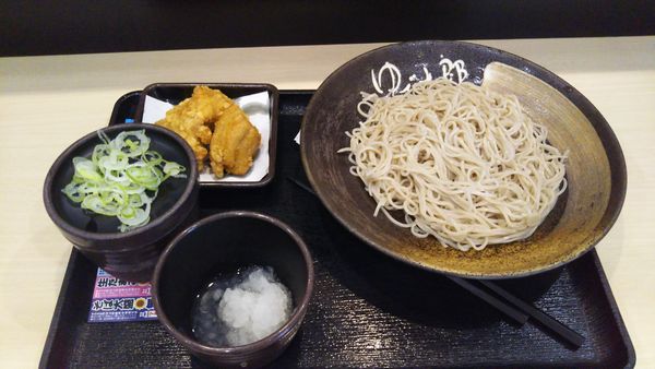 「もりそば＋唐揚げ、おろし（クーポン）」@ゆで太郎 谷田部店の写真