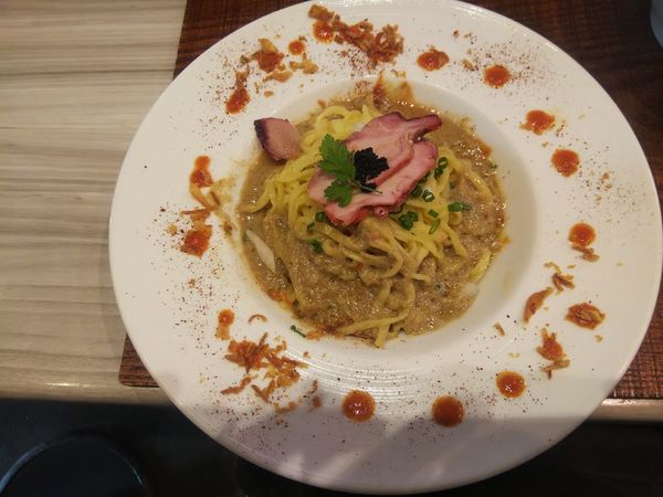「グリーンカリー(替玉)350円」@つくばらーめん 鬼者語 -オニモノガタリ-の写真