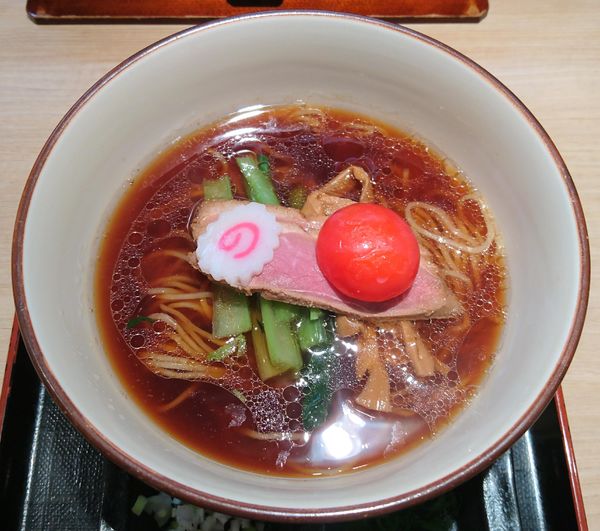 「芳醇鴨そば(細麺)＋昆布〆黄卵」@銀座 鴨そば 九代目 けいすけの写真