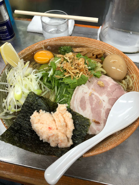 「車海老出汁冷やしまぜそば大盛り＋車海老ディップ」@覆麺 智の写真