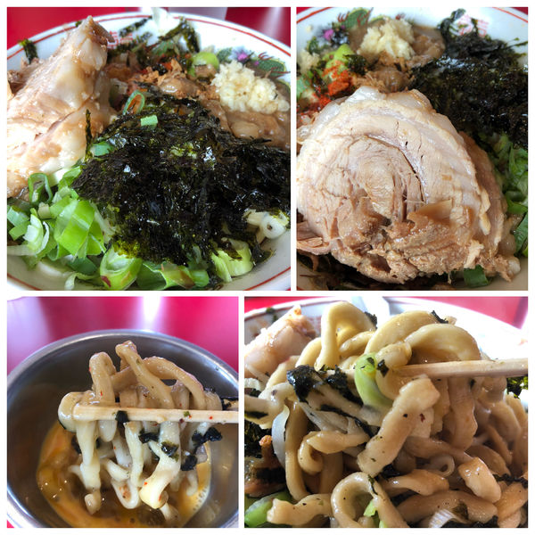 「ラーメン（豚２枚） 800円汁なし130円生卵50円全マシ」@ラーメン英二の写真