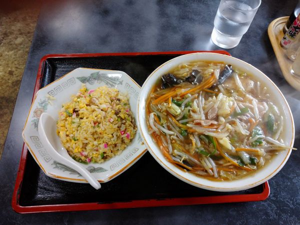 「Aセット（1,000円）※タンメンあんかけに変更」@中華そば 福本屋の写真