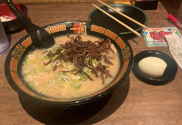 「ラーメン キクラゲ 白ネギ たまご」@一蘭 千葉出洲港店の写真