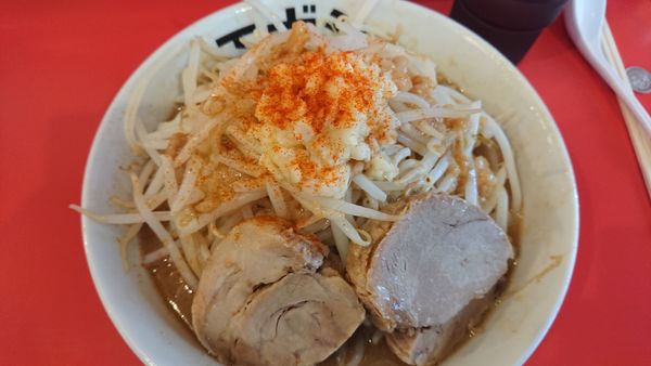 「らーめん小(ニンニクやさいマシ)」@ラーメン エボシ 都通本店の写真