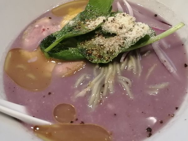 「(裏そば)ムラサキ¥980＋半ギョーザ（3個） ¥280」@麺屋 ブルーズの写真