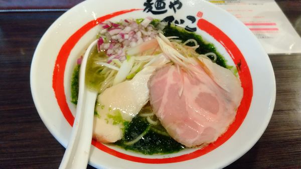 「和風冷やしらーめん生海苔と気まぐれ煮干しのそば1100円」@麺や でこの写真