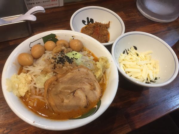 「雷味噌【ミニ】＋うずら＋辛味＋チーズ」@雷 北松戸本店の写真