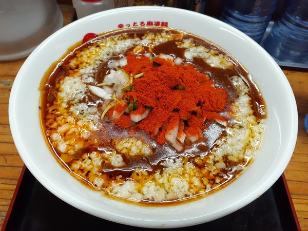 「背脂咖喱麻婆麺、大盛」@辛っとろ麻婆麺 あかずきんの写真