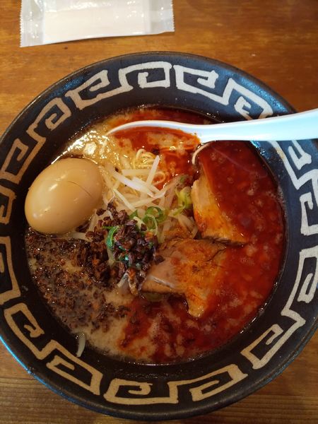 「炎のもとあじ（味玉付き）」@ラの壱 瀬戸店の写真