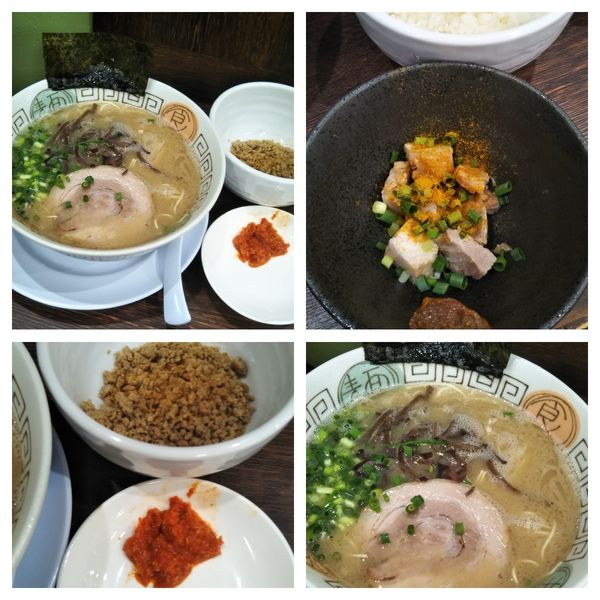 「らーめん＋替玉＋替玉＋魚の辛そぼろ＋カレーご飯」@博多長浜らーめん 楓神の写真