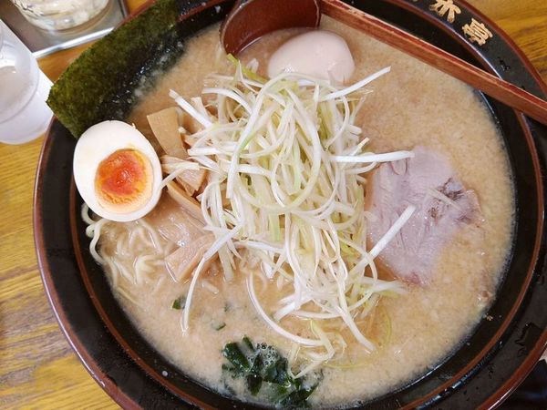 「味噌ネギラーメン（中）＋味付たまご」@ラーメン青木亭 川口店の写真