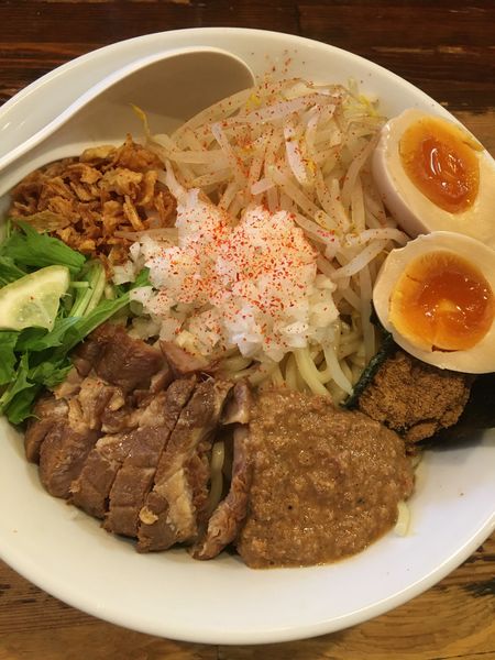 「まぜそば大盛850円＋味付玉子」@麺座でんの写真