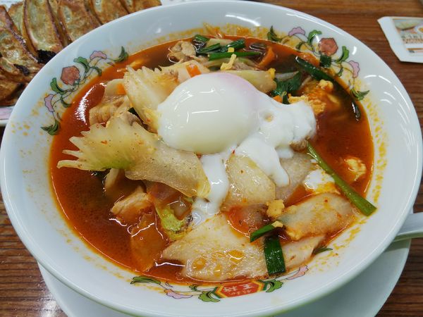 「【限定】肉玉スタミナ麺　＋餃子２人前（１人前無料：㋚券）」@餃子の王将 松本島内店の写真