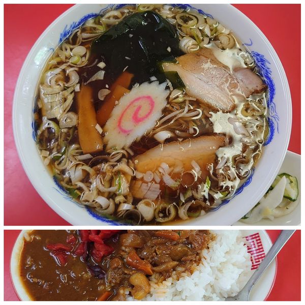 「支那そば、半カレーセット(1150円)」@支那そばの店 見晴亭 宮側店の写真