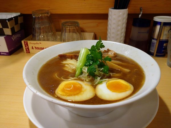 「煮干し醤油そば(ハード)＋限定肉丼」@らーめんDINING れんげの写真