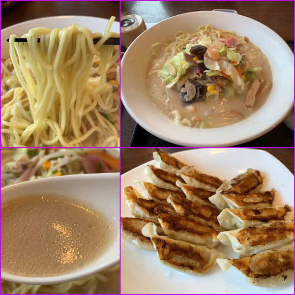 「長崎ちゃんぽんAセット（薄皮ぎょうざ5個）¥913」@リンガーハット 川崎野川店の写真