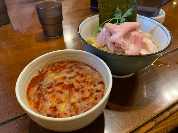 「【気まぐれ限定】辛いつけそば」@中華そば 四つ葉の写真