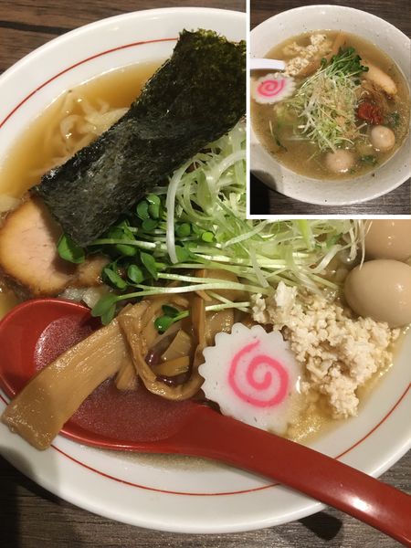 「佐野らーめん700円＋中盛100円＋うずらの味玉」@佐野らーめん 利休の写真