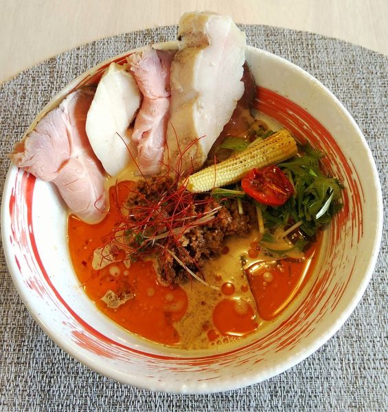 「(限定) えびと豆乳の冷製担々麺 950円＋肉増し 280円」@えびそば 緋彩の写真