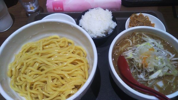 「味噌つけめん（ニンニクマシ・野菜マシ）+半ライス」@らーめん 蓮の写真