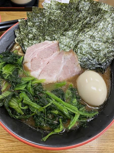 「ノリ、ほうれん草　850円　昼ライス付き」@麺家 紫極の写真