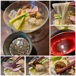 千葉県片貝産 岩ガキと甲イカの冷やしつけ麺 1500円